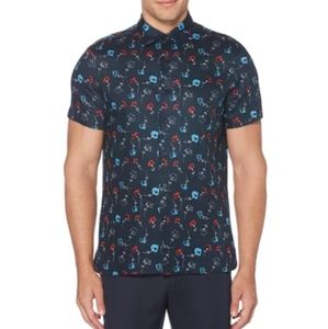 Perry Ellis Men's Floral Print Linen Short Sleeve Button Down Shirt